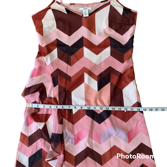 BAR III Pink Geometric Print Slip Dress Asymmetric Hem Size Small. Y2K style. - Picture 7 of 12